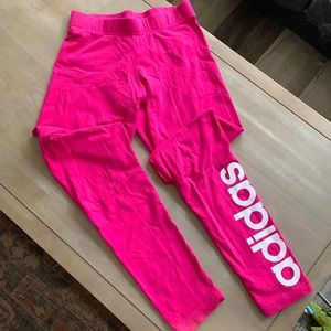 Adidas pink full length leggings gym athletic